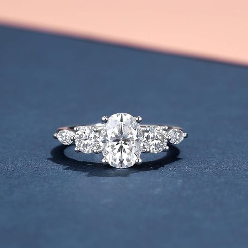 3.02cttw Moissanite D Color Vvs1 3-Stone Moissanite Silver 18k White Gold Ring